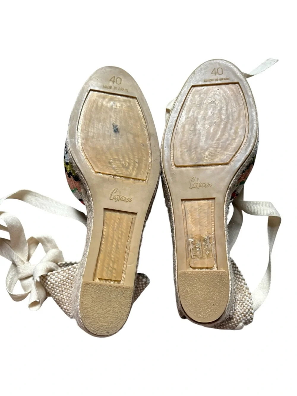 Castañer x Missoni Multicolor Embroidered Espadrille Wedges Ankle Ties, EU 40